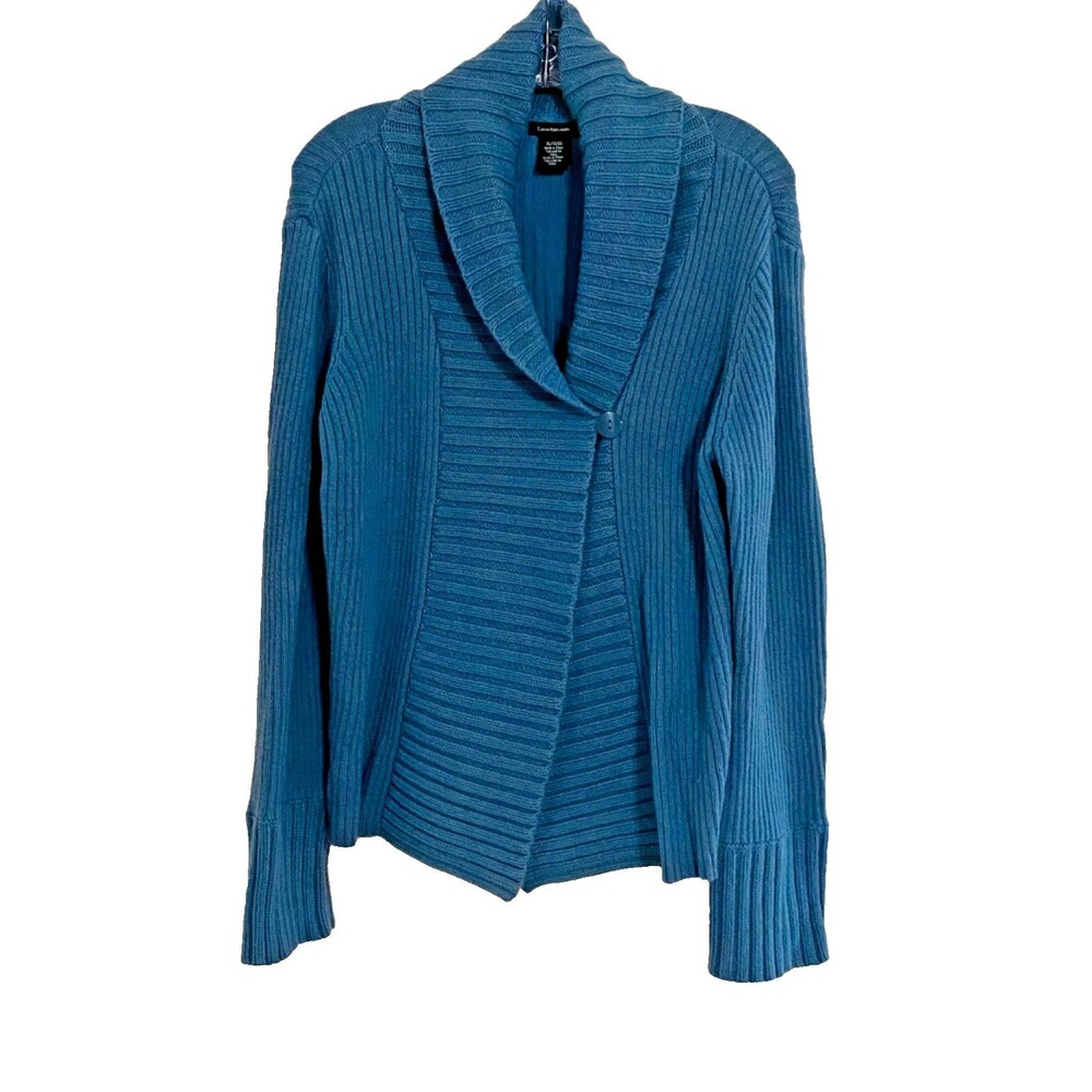 Calvin Klein Knit Cardigan Sweater~Womens XL~Blue~Careerwear - Picture 3 of 4